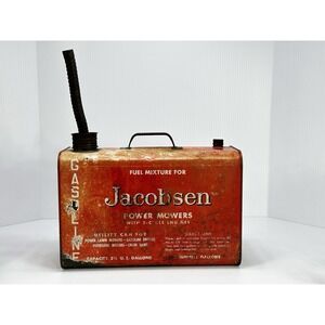 Vintage JACOBSEN POWER MOWERS 2.5 Gallon Fuel Mixture Gas Gasoline Can Red